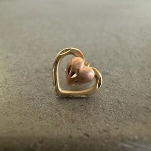 Vintage Michael Anthony Two Tone 14K Gold Double Heart Earring